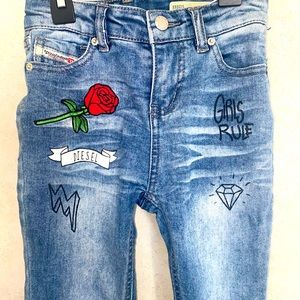 DIESEL GIRLS JEANS-Size 6x Super Skinny Embroidered Girls Jeans